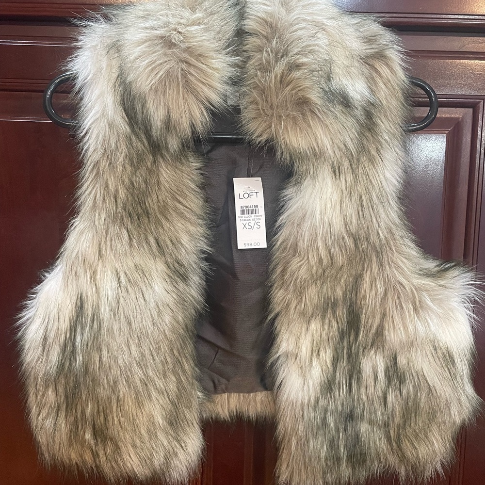 GREAT CHRISTMAS GIFT!  brand new fur vest by Loft.